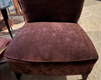 Pr. Eggplant upholstered Slipper Chairs 