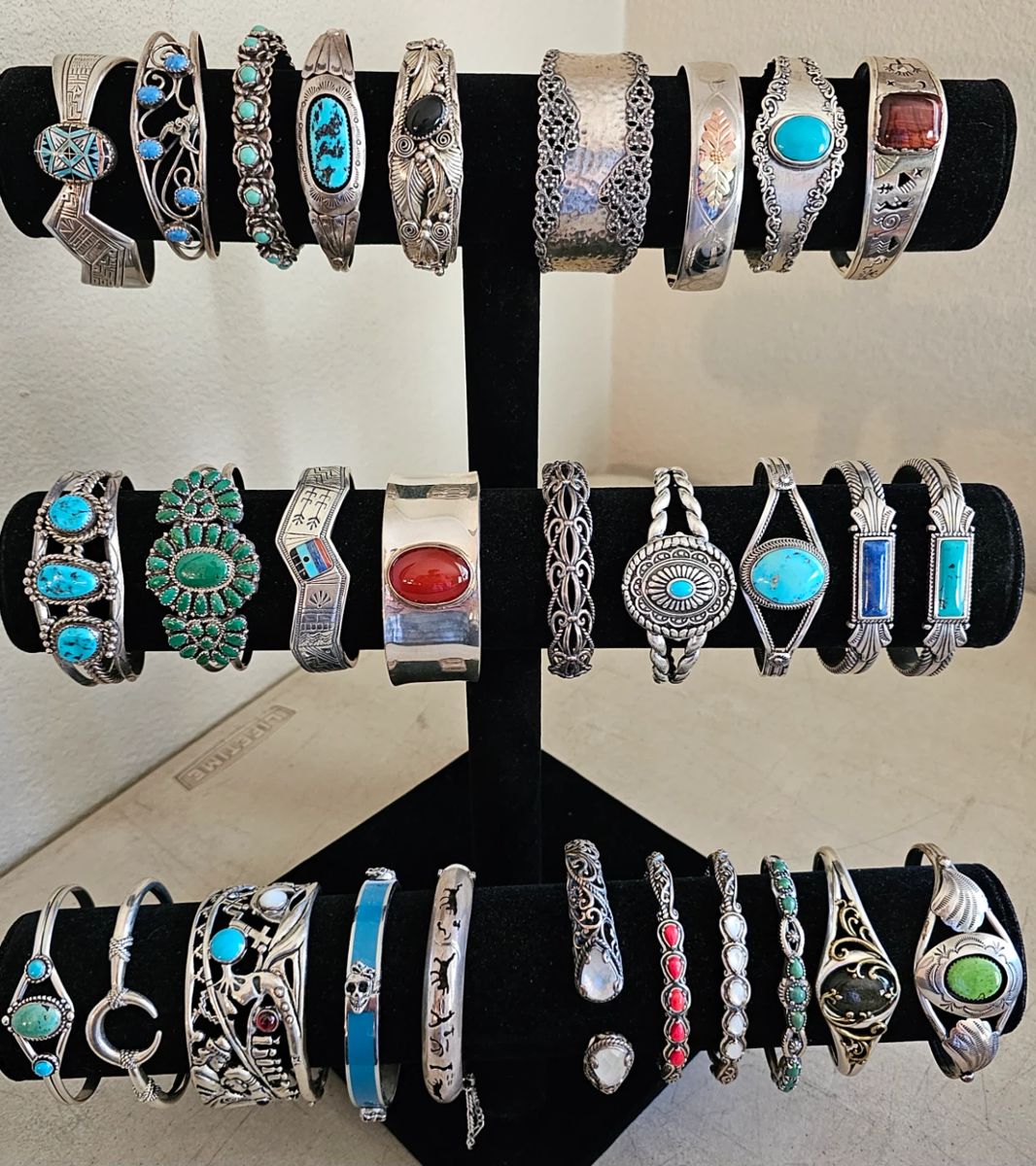 LOTS of Native American silver & turquoise signed jewelry.