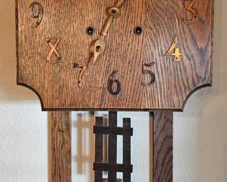 Mission Arts & Crafts wooden wall clock.