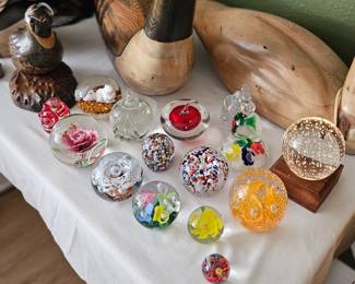 Vintage Joe St. Clair glass paperweights & others.