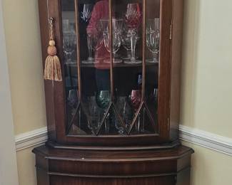 Antique PAIR Flame Mahogany delicate Size Corner Cabinets