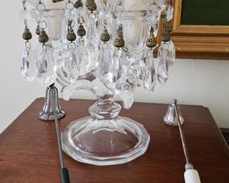 Crystal Candelabra with two Candle Snuffers