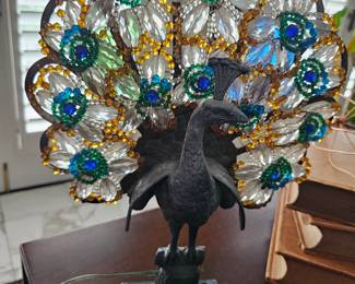 Antique Bronze and Czechoslovakian Art Glass Lamp 1920's