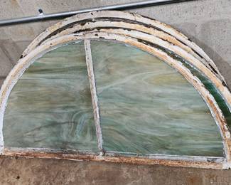 Antique Metal and Slag Glass Windows from a Church