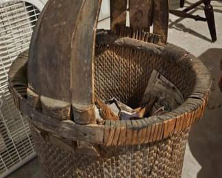 Chinese hand woven Bentwood Gathering Basket
