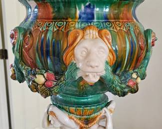 Neoclassical Italian Ceramic Jardiniere and Base Planter with Lion Motif.
There is a Pair of these, Pre Sale starts 7th August.
