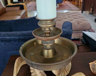 Vintage Chapman Rams horn Brass Candleholder 1970's.