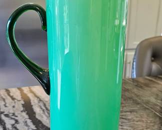 Vintage Empoli Italy Moretti cased Glass Tall Pitcher 1960 