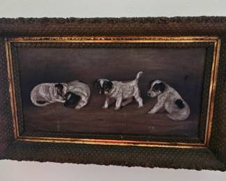 Oil based on the John Mather "Puppies with a Spider" 