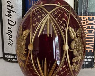 Russian Faberge Style Etched Glass Egg