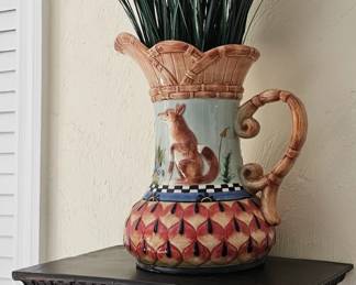 Fitz Floyd Majolica Pitcher on Goathead Sconces