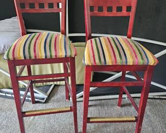 Pair Vintage Wood Bar stools 