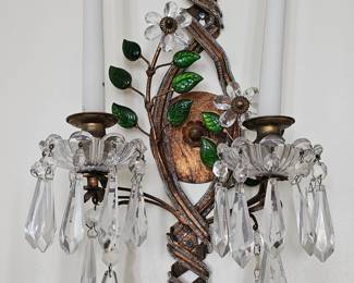 Pair Of Italian Glass beaded Sconces 1940 era 