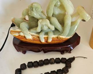 Jade See No, Hear No , Speak No evil. African beads