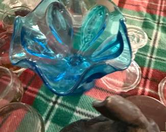 Mid Century Blue Glass Bowl