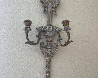 Pair of wood French candle sconces 