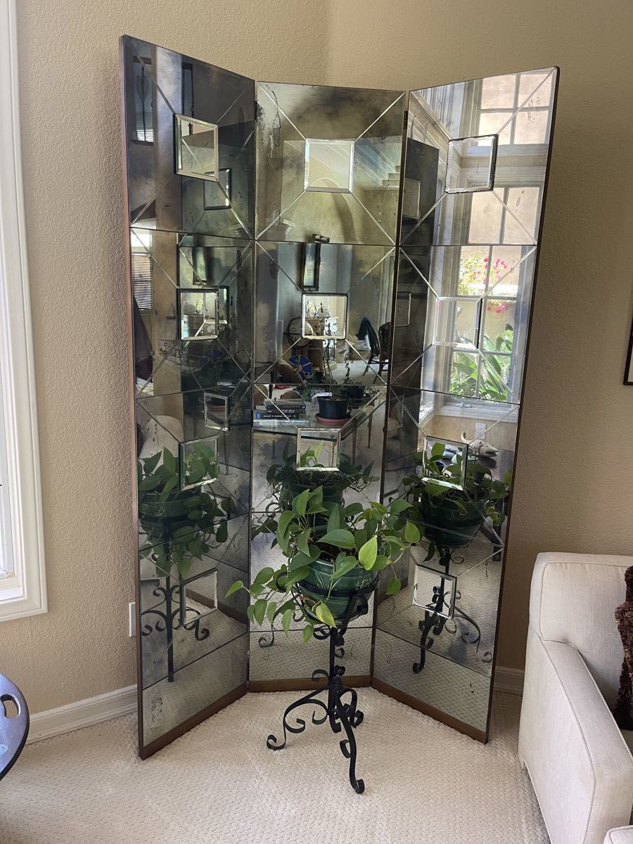 Unique art deco smoked glass screen - from a famous ad mans Manhattan apartment