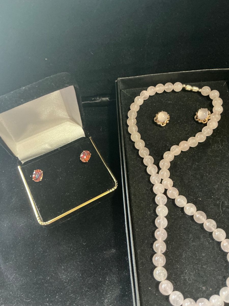 14 k sapphires, pink opals