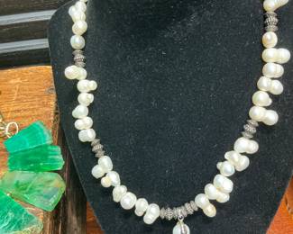 925 silver, potato pearls