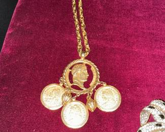 Roman coin necklace, plated 