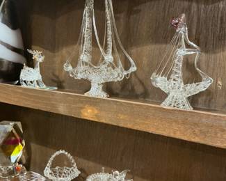 Handblown glass ships to birdbaths