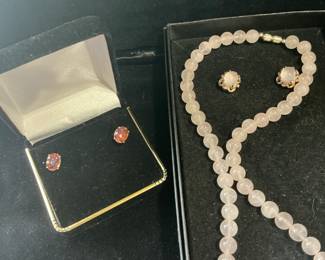14 k sapphires, pink opals