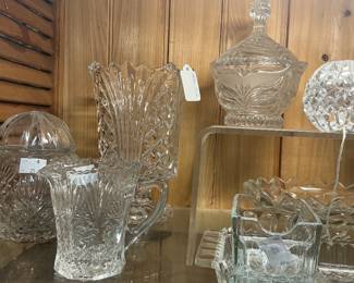 Various crystal serving pieces