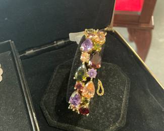 Gold over silver bracelet, genuine stones