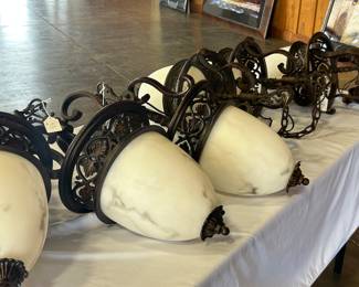 Six Iron and Glass Hanging Lights