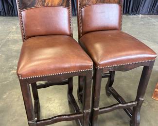 PAIR of Leather and Cow Hide Bar Stools!