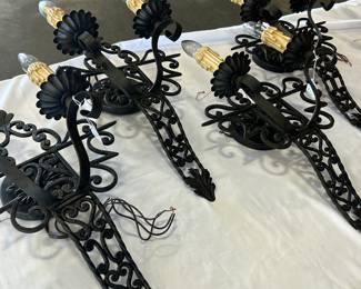 4 Black Iron Wall Sconces with lights