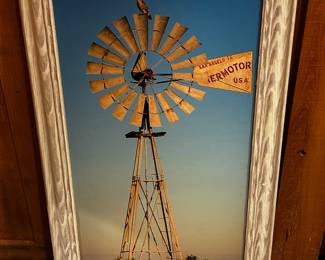 Windmill in great bleached rustic frame!