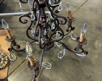 Large Iron Chandelier with Prisms!