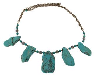 Turquoise Gold Tone Necklace