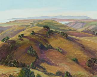 1265
Ann Hogle
(b. 1927)
"Point Reyes," 1987
Oil on canvas
Signed lower right: Ann Hogle; signed again, titled, and dated, all verso
42" H x 42" W
Estimate: $400 - $600