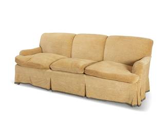 1262
A Contemporary upholstered sofa
Late 20th/early 21st century
The three-seater sofa with gold-toned fabric upholstery
37" H x 97" W x 41" D
Estimate: $200 - $300