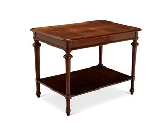 1198
A Contemporary wood side table
20th century
With turned legs joined by an undertier
29.5" H x 39" W x 27.5" D
Estimate: $200 - $300