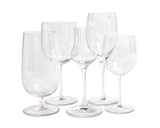 1203
A group of glass stemware items
Late 20th/early 21st century
Each with etched factory marks
Comprising a set of 6 Val Saint Lambert 7.5" dessert wine glasses, a set of 20 Claus Josef Riedel stemmed 6.5" stone fruit glasses, and 4 miscellaneous glasses
30 pieces
Estimate: $150 - $250