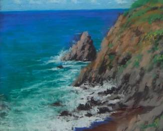 1194
Brother (Fidelius) Cornelius
(1877-1962)
Coastal landscape with cliffs and waves, 1943
Pastel on paper
Signed with initials and dated lower right: B.F.C. 43
Sight: 13" H x 9.5" W
Estimate: $200 - $400