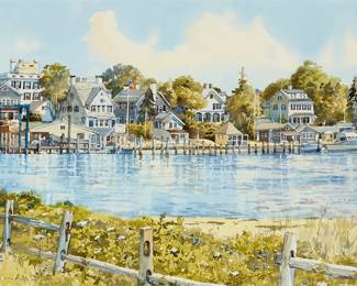 1334
Bert Wright
(b. 1930)
The docks at Martha's Vineyard
Watercolor on paper
Signed lower left: Bert Wright
Sight: 17.75" H x 24.25" W
Estimate: $400 - $600