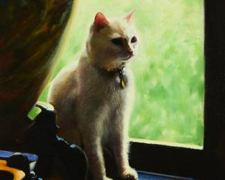 1309
Lisa Bloomingdale Bell
(20th/21st Century)
"Silvie"
Oil on canvas
Signed and titled lower right: Lisa Bloomingdale Bell
20" H x 16" W
Estimate: $300 - $500