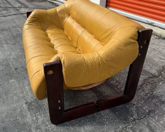 Percival Lafer loveseat marigold and Brazilian rosewood
