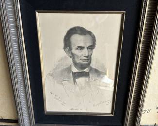 Lithograph of Abe Lincoln. One of over 50 pieces of art to look through