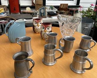 Pewter mugs.