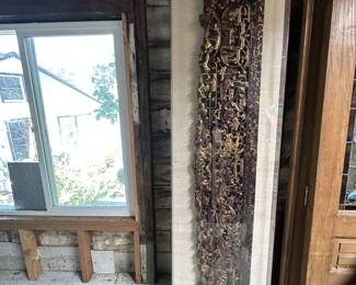 Giant wooden wall hanging in plexi frame