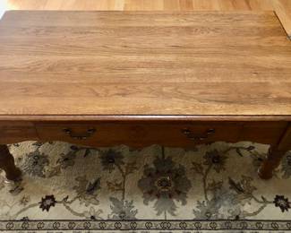 *PRE-SALE: OAK ATHENS FURNITURE. 4 Piece Set Includes  The Coffee Table matches the 2 Side Tables and the Sofa Table  with the Star Pattern & Gingerbread detail. 
-The Coffee Table is 49 inches long, 25 1/2 inches wide and 18 inches tall.
-The 2 Side Tables are 20 1/2 inches long, 25 1/2 inches wide and 24 inches tall.
-The Sofa Table is 47 inches long, 16 inches deep and 29 inches tall.
All 4 pieces $350 
