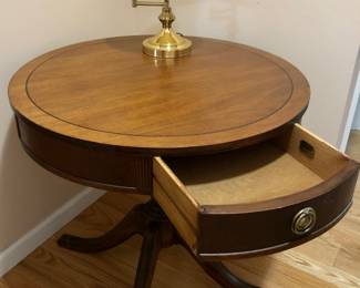 *PRE-SALE: Vtg BRANDT Furniture Duncan Phyfe Styled Drum Table is 30 inches around and 28 inches tall $150
