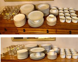 Wallace Silversmith Discontinued Pattern Gold Plume China Set 78 Pieces