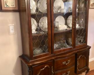 SOLD During PRE-SALE BASSETT FURNITURE Dining Room Set. The Beautiful Table has always been covered w Pads and is in Great Condition. The Table is oval-shaped, 80 inches long with one leaf that is18 inches long, 42 inches wide and 30 inches tall.
6 BASSETT Cane Back Chairs.
BASSETT Server / Buffet is 39 1/2 inches long,19 inches deep and 33 inches tall.
BASSETT China Cabinet is 58 inches wide, 16 inches deep and 79 1/2 inches tall. All 4 pieces SOLD
