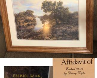 Larry Dyke Ezekiel 32:14 COA picture of the creek is 22 inches tall and and 26 inches wide including the frame. 